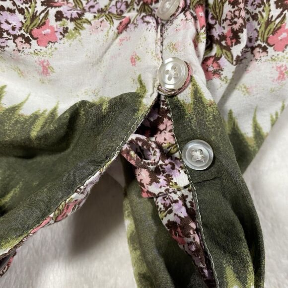 Cj Banks Women's Plus Sz 2X Loop Button Down Shirt Floral Boho Summer Cotton - Picture 4 of 7